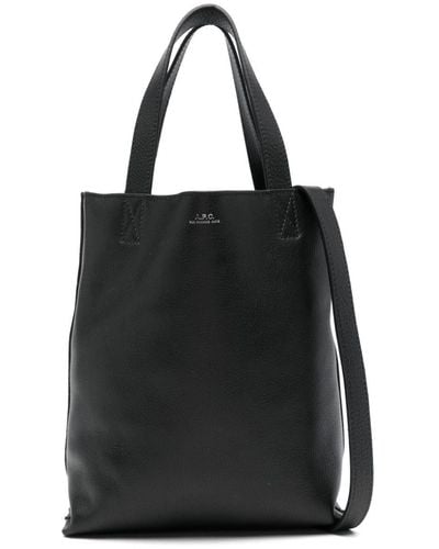 A.P.C. Small Maiko Leather Tote Bag - Black