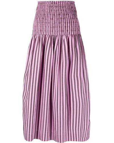 Ganni Striped Organic-cotton Maxi Skirt - Red