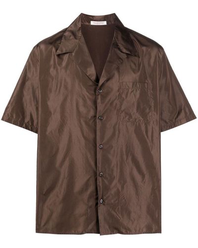 Valentino Taffeta Bowling Short-sleeve Shirt - Brown