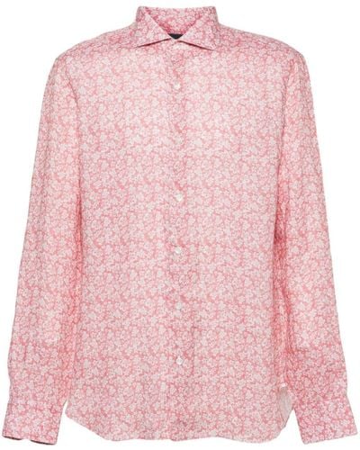 Barba Napoli Leinenhemd mit Blumen-Print - Pink