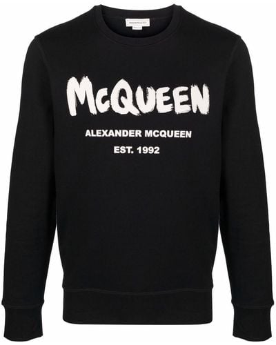 Alexander McQueen Sweater Met Graffiti-print - Zwart