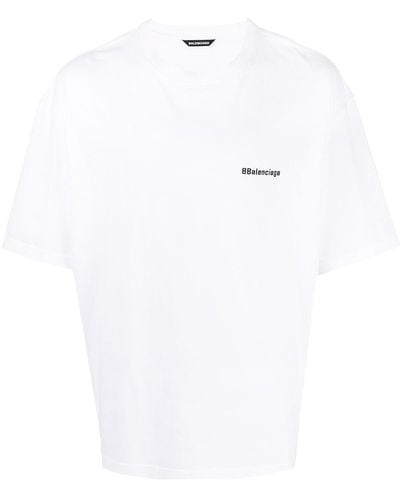 Balenciaga Logo Embroidered T-shirt White