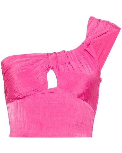 Maje Crinkled One-shoulder Crop Top - Pink