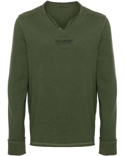 Zadig & Voltaire Camiseta sin rematar con logo estampado - Verde