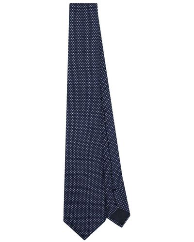 Giorgio Armani Logo-Appliqué Polka-Dot Tie - Blue