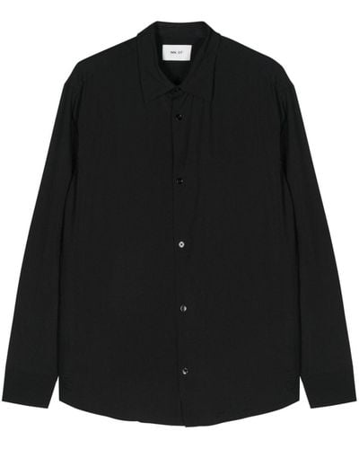 NN07 Freddy シアサッカーシャツ - ブラック