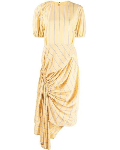 Pushbutton Kleid mit asymmetrischem Saum - Gelb