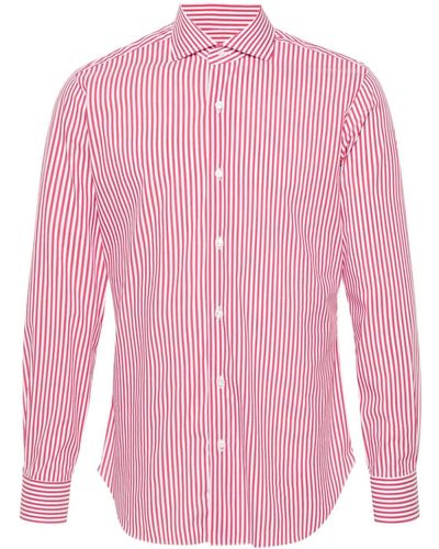 Barba Napoli Striped Poplin Shirt - Pink