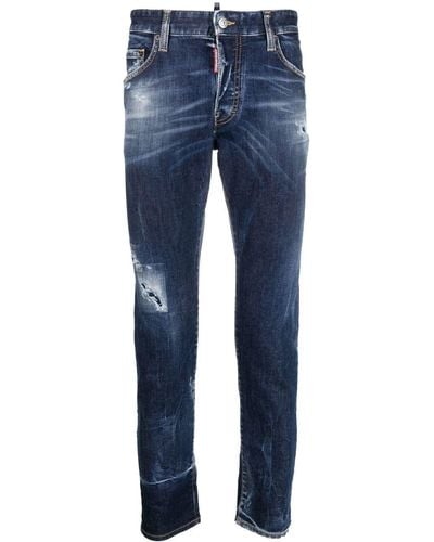 DSquared² Jeans crop con effetto vissuto - Blu