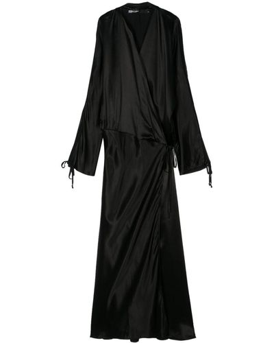 Bimba Y Lola Satin Wrap Maxi Dress - Black