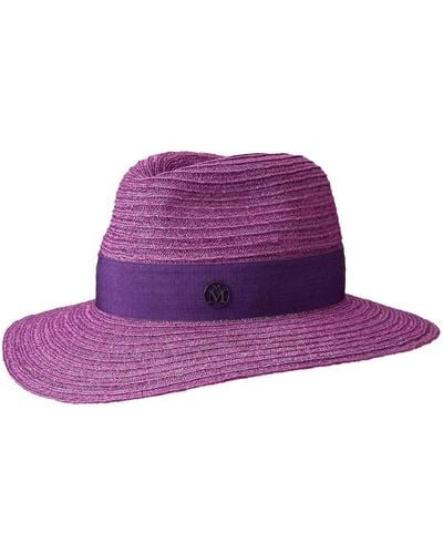 Maison Michel Henrietta Straw Fedora Hat - Purple