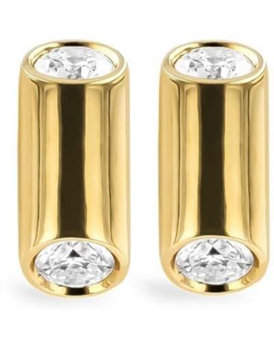 Pragnell Orecchini a bottone Mini Eclipse in oro giallo 18kt e diamanti - Metallizzato