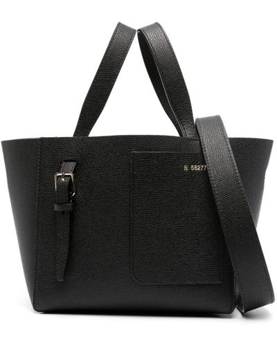 Valextra Soft Bucket Micro Leather Tote Bag - Black