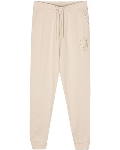 Armani Exchange Tapered Cotton Track Trousers - Natural