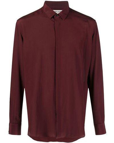 Saint Laurent Long-sleeve Silk Shirt - Red