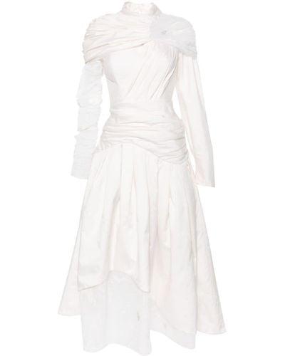 Gaby Charbachy Robe longue à empiècements en tulle - Blanc