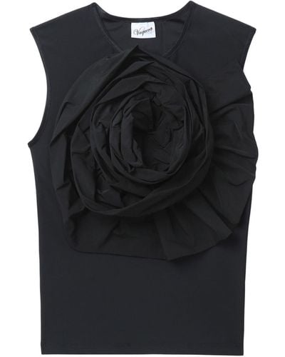 VAQUERA Floral-appliqué Vest Top - Black