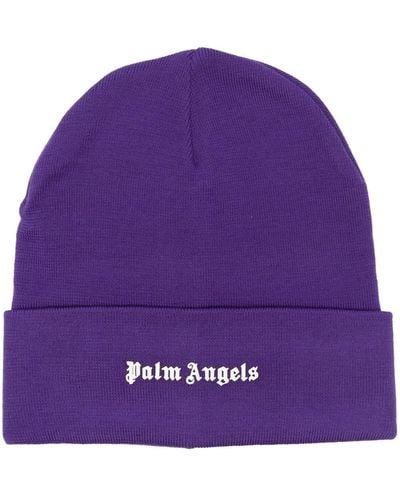 Palm Angels Bonnet à logo brodé - Violet