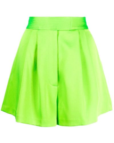 Alex Perry Pleated High-waisted Shorts - Green