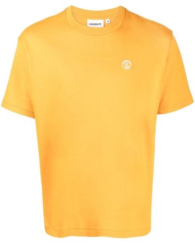 Chocoolate Logo-patch Cotton T-shirt - Yellow