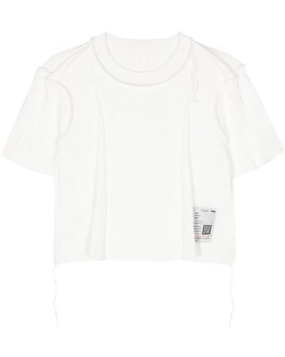 Maison Mihara Yasuhiro Logo-appliqué Ribbed-knit Top - White