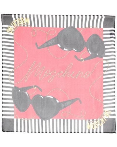 Moschino Seidenschal mit Logo-Print - Pink