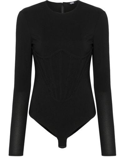 Versace Boned Crepe Bodysuit - Black