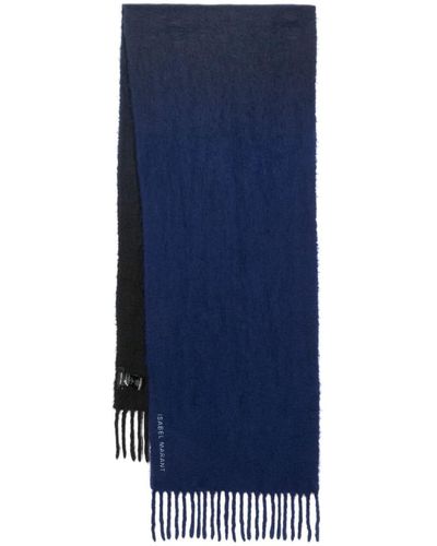 Isabel Marant Embroidered-logo Knitted Scarf - Blue