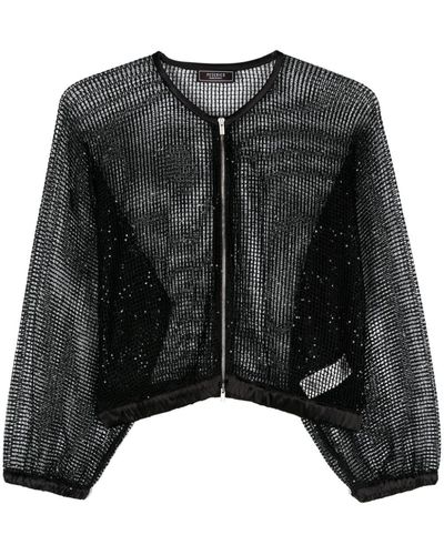 Peserico Sequin-embellished Mesh Jacket - Black