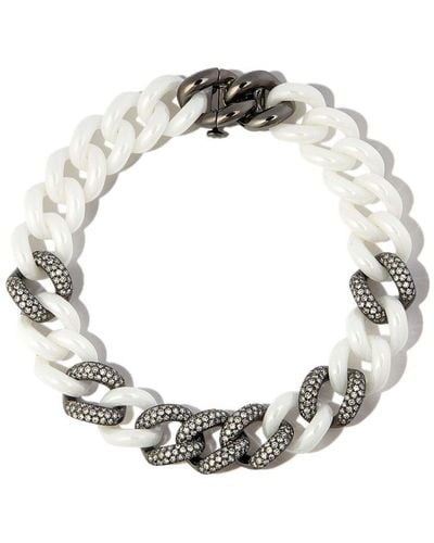 SHAY 18kt Black Gold Curb-chain Diamond Bracelet - White