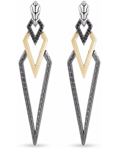 John Hardy 18kt Yellow Gold, Sterling Silver And Rhodium Tiga Classic Chain Sapphire And Spinel Drop Earrings - Metallic