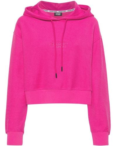 Missoni Embroidered-logo Cropped Hoodie - Pink