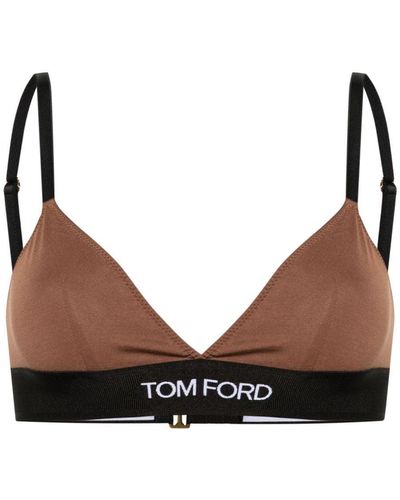 Tom Ford Sujetador triangular con banda del logo - Marrón