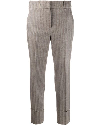 Peserico Striped Cropped Trousers - Grey