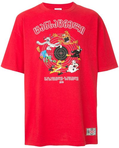 Vetements Camiseta con estampado de dibujos - Rojo
