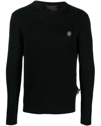 Philipp Plein Logo-plaque Merino Sweater - Black