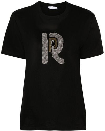 Rabanne T-Shirt mit Perlen - Schwarz