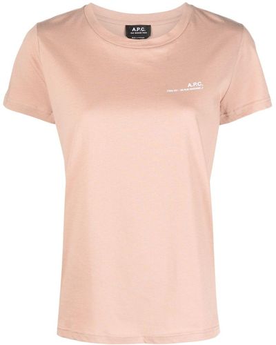 A.P.C. Logo-print Cotton T-shirt - Pink