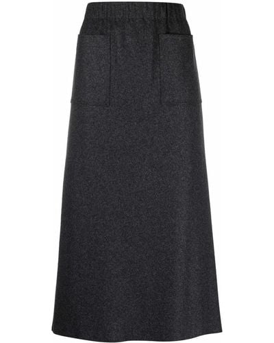 Alysi Straight-hem Knit Midi Skirt - Grey