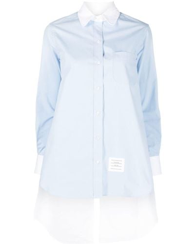 Thom Browne Twisted-detail Open Back Shirt - Blue