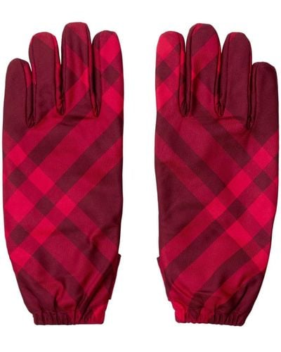 Burberry Check-pattern Twill Gloves - Red