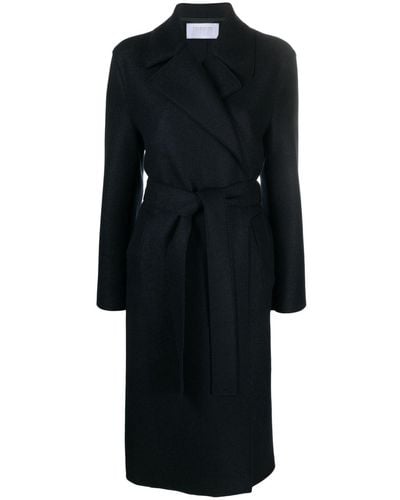 Harris Wharf London Manteau en laine vierge à taille nouée - Noir