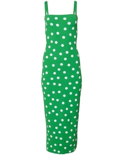Carolina Herrera Polka-dot Knitted Midi Dress - Green