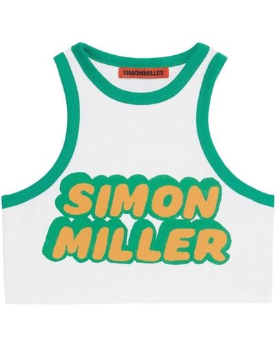 Simon Miller Logo-print Cropped Tank Top - Green