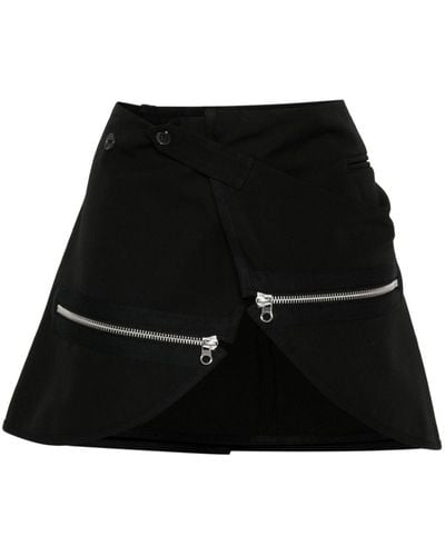 Courreges Wrap-design Cotton Skirt - Black