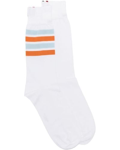 Thom Browne Stripe-print Cotton Socks - White