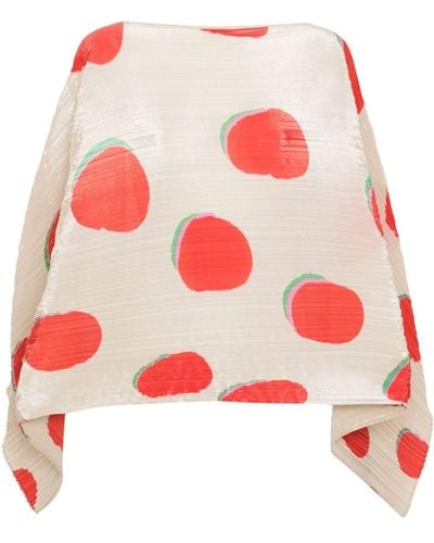 Pleats Please Issey Miyake Bean Dots Madame-T Pleated Scarf - Red