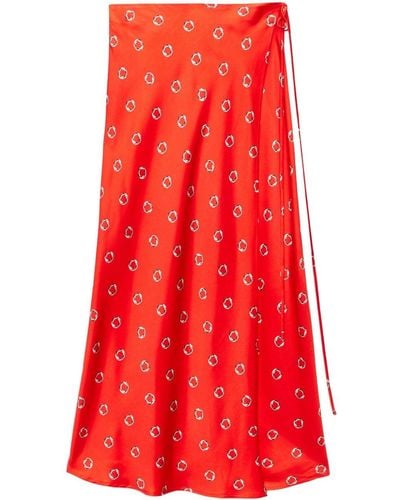 MSGM Ring-print Wrap Skirt - Red