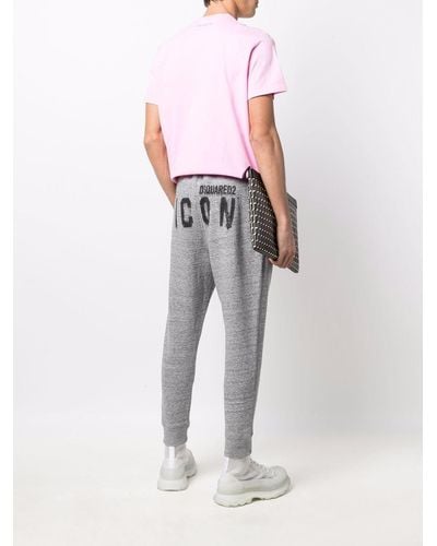 DSquared² Icon Slogan-print Ankle-length Trackpants - Grey