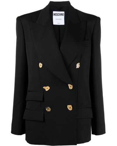 Moschino Gold-buttons Double-breasted Blazer - Black